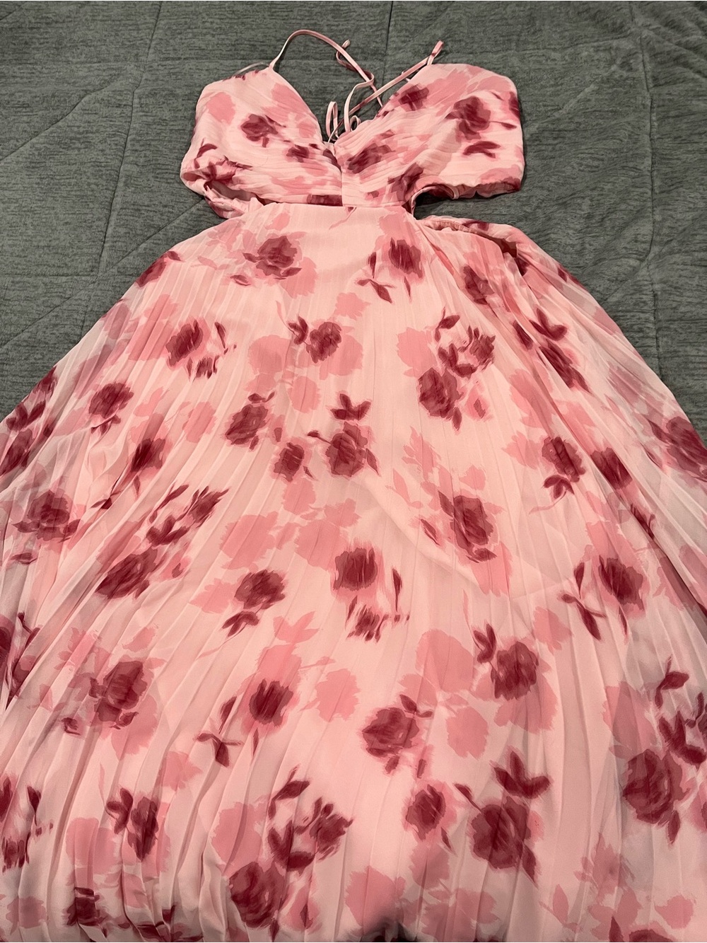 Abercrombie & Fitch Giselle Pink Floral Cutout Spaghetti-Strap Maxi Dress